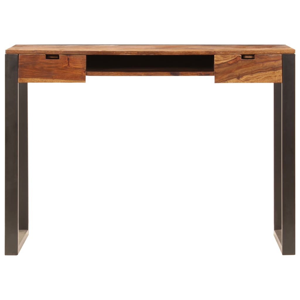 Escritorio De Madera Maciza De Acacia Y Acero 110X55X78 Cm