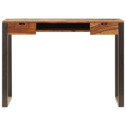 Escritorio De Madera Maciza De Acacia Y Acero 110X55X78 Cm