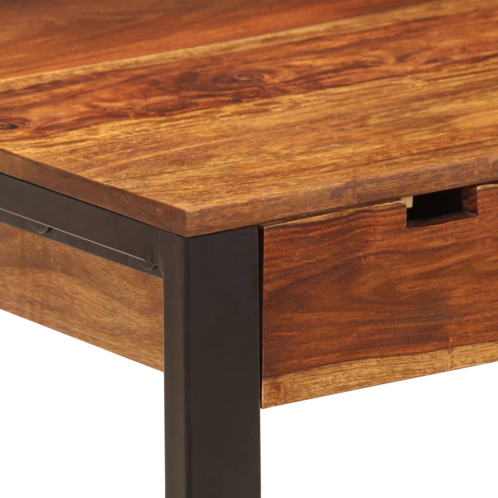 Escritorio De Madera Maciza De Acacia Y Acero 110X55X78 Cm