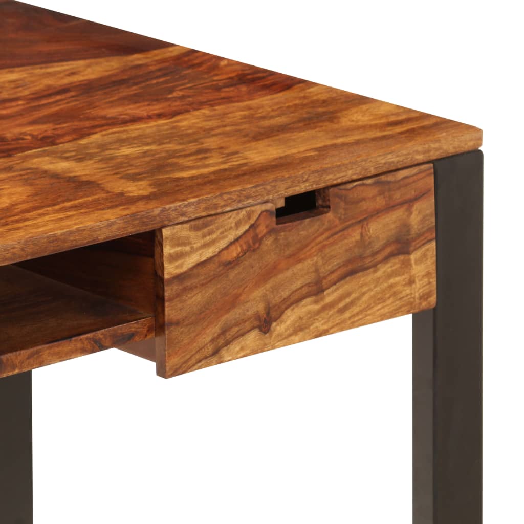 Escritorio De Madera Maciza De Acacia Y Acero 110X55X78 Cm