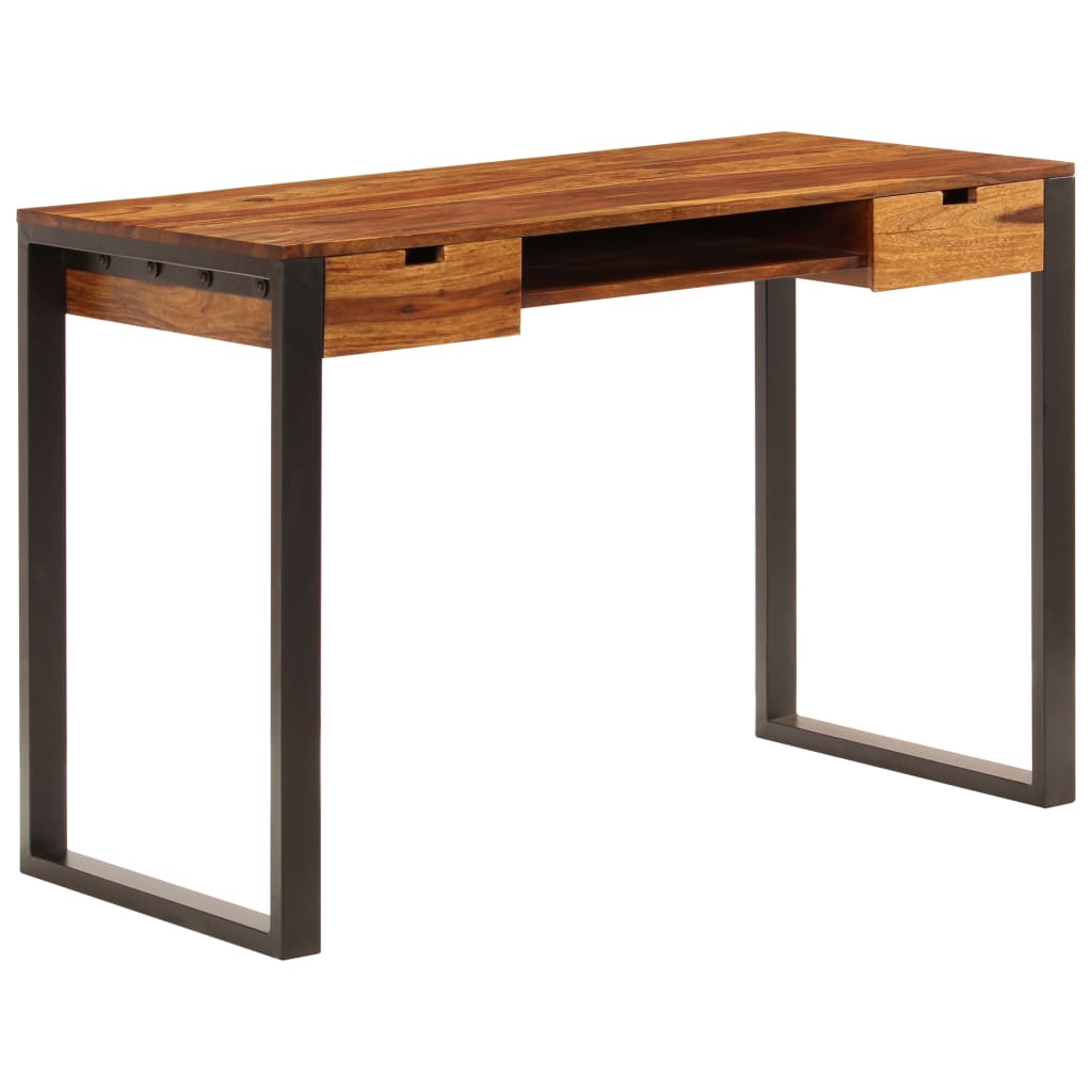 Escritorio De Madera Maciza De Acacia Y Acero 110X55X78 Cm