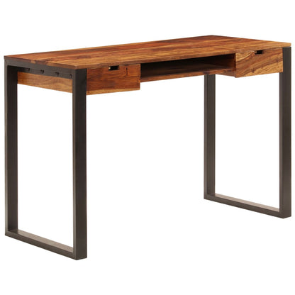 Escritorio De Madera Maciza De Acacia Y Acero 110X55X78 Cm