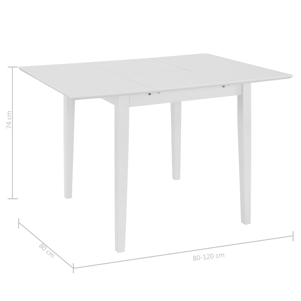 Mesa De Comedor Extensible Mdf Blanca (80-120)X80X74 Cm