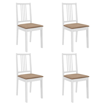 Sillas De Comedor Con Cojines 4 Unidades Madera Maciza Blanca