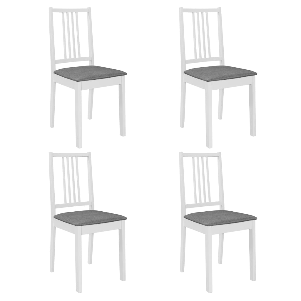 Sillas De Comedor Con Cojines 4 Unidades Madera Maciza Blanca