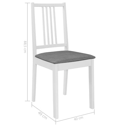 Sillas De Comedor Con Cojines 4 Unidades Madera Maciza Blanca