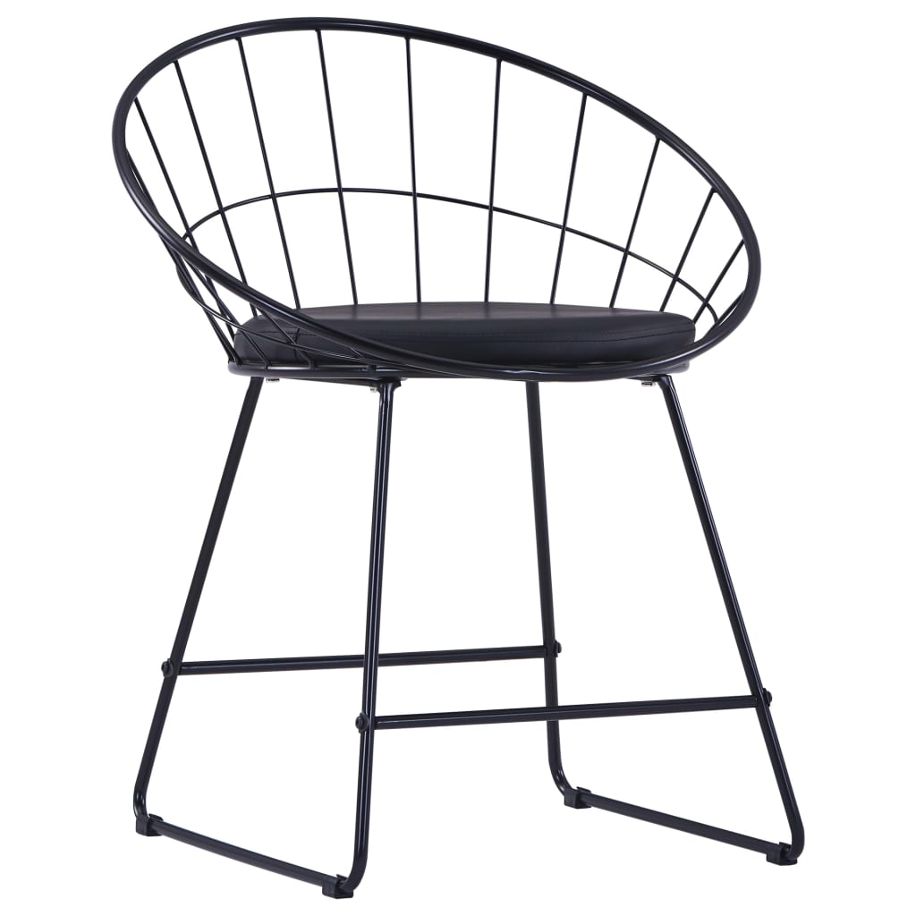 Sillas De Comedor Asientos De Cuero Sintético 2 Uds Acero Negro
