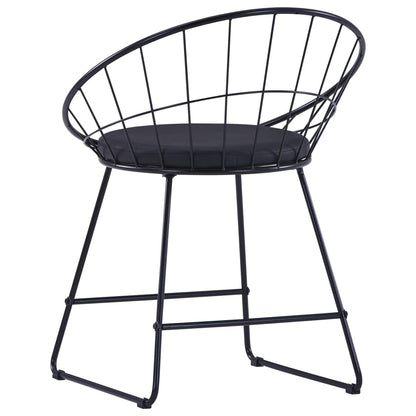 Sillas De Comedor Asientos De Cuero Sintético 2 Uds Acero Negro