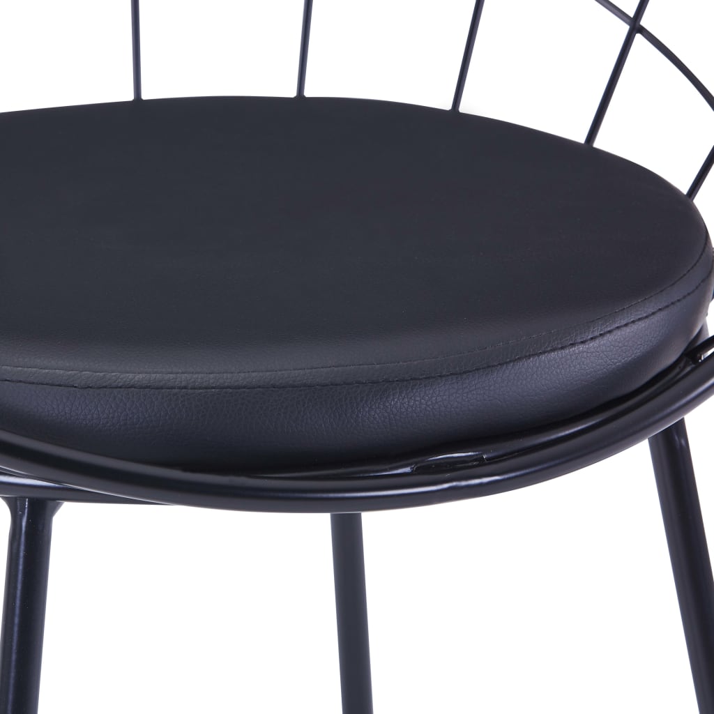 Sillas De Comedor Asientos De Cuero Sintético 2 Uds Acero Negro
