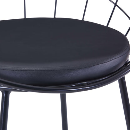 Sillas De Comedor Asientos De Cuero Sintético 2 Uds Acero Negro