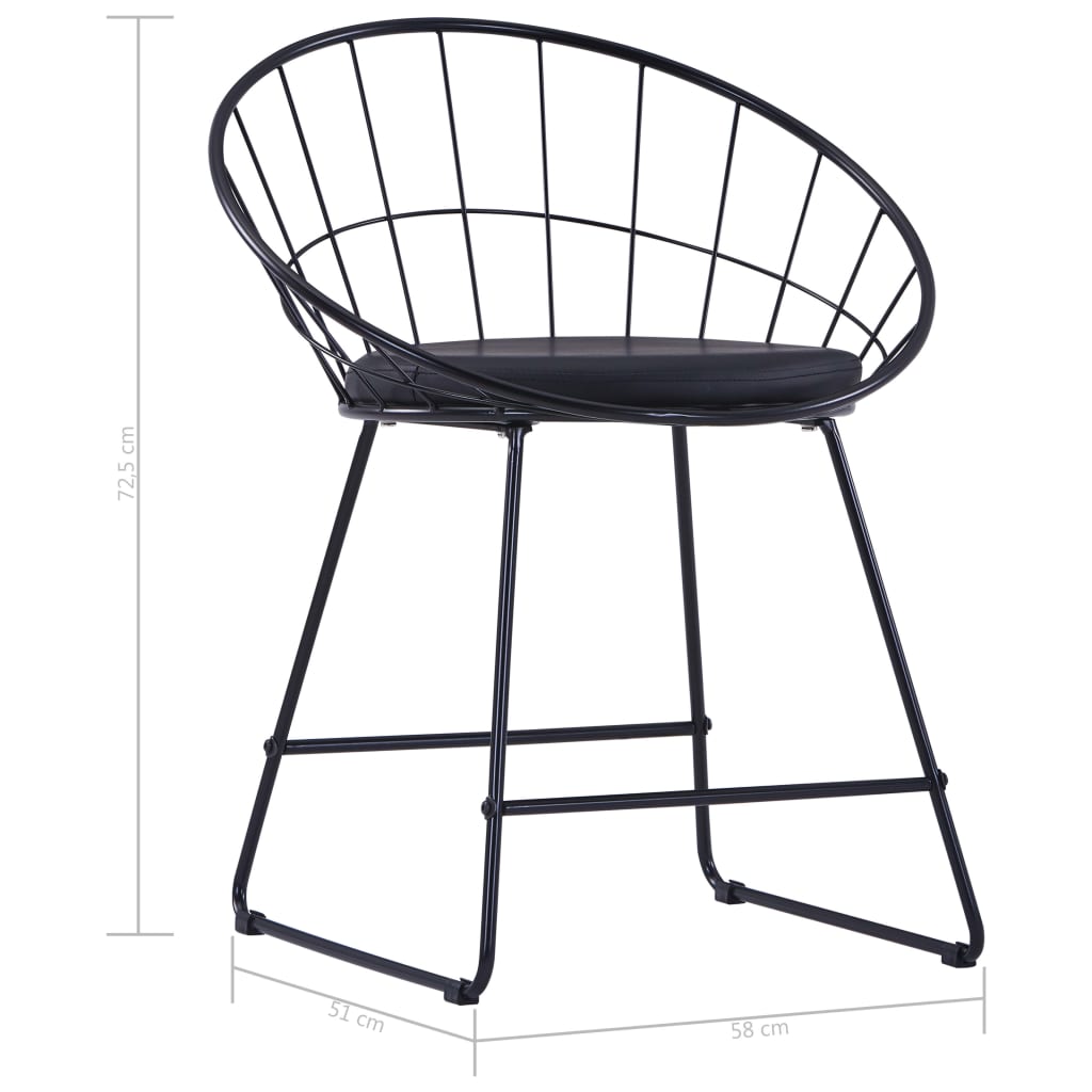 Sillas De Comedor Asientos De Cuero Sintético 2 Uds Acero Negro