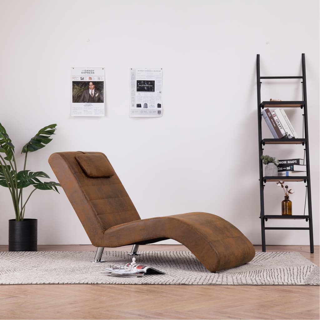 Diván Con Almohada De Piel De Ante Artificial