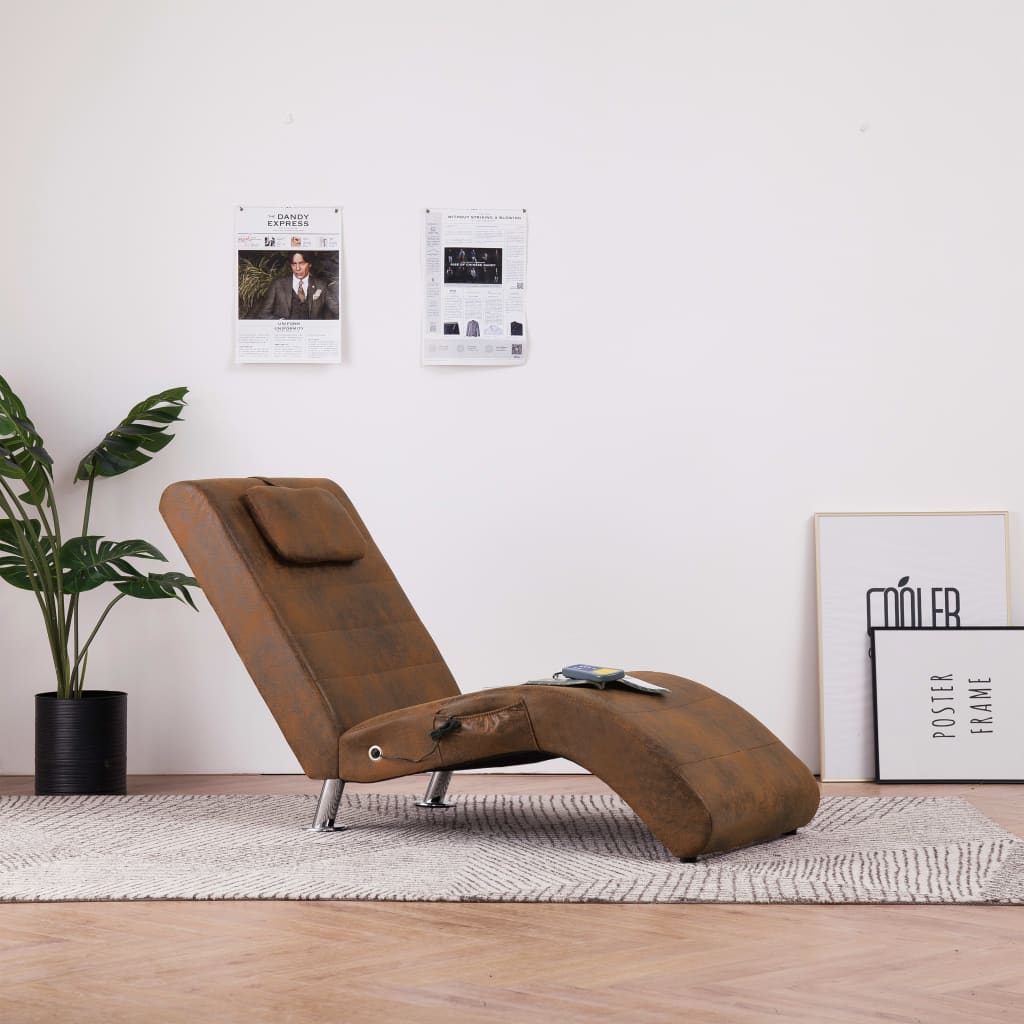 Diván De Masaje Con Almohada De Piel De Ante Artificial