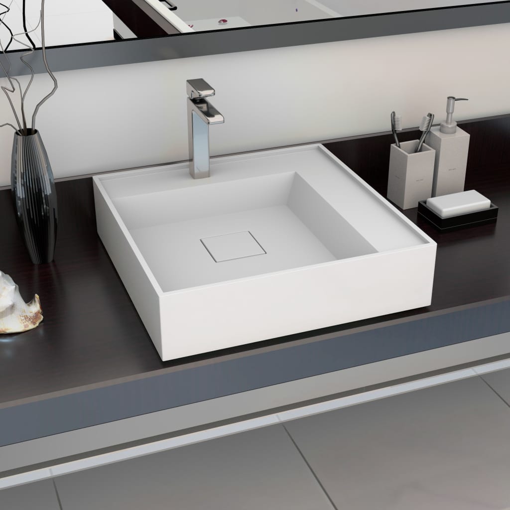Lavabo Resina Mineral/Mármol Blanco