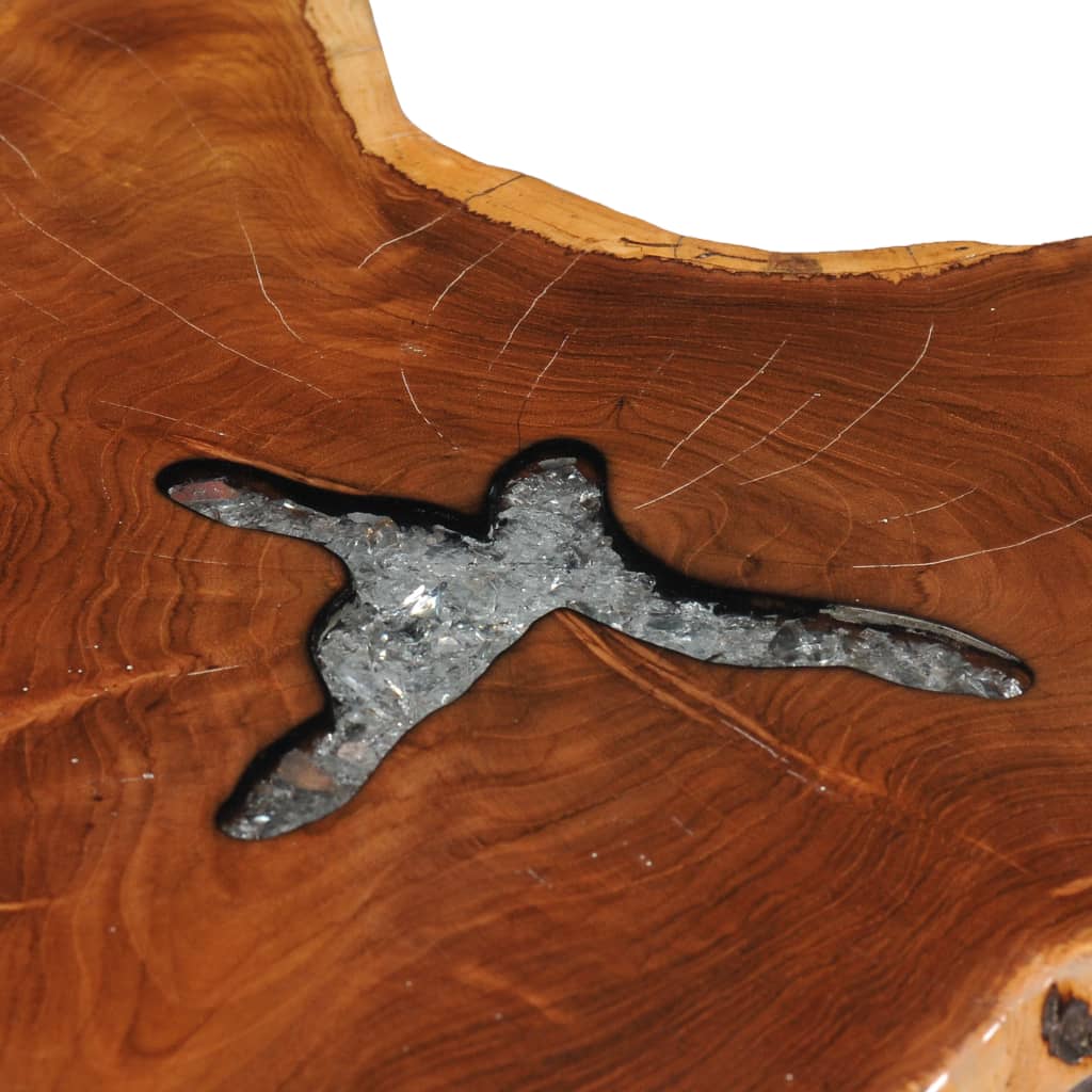 Mesa De Centro De Madera Maciza De Teca Y Polirresina 70X45 Cm