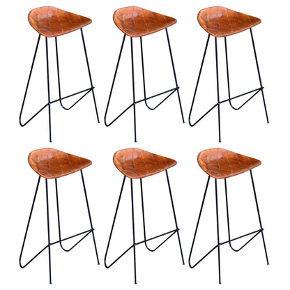 Taburetes De Cocina 2 Unidades Cuero Auténtico Negro Y Marrón