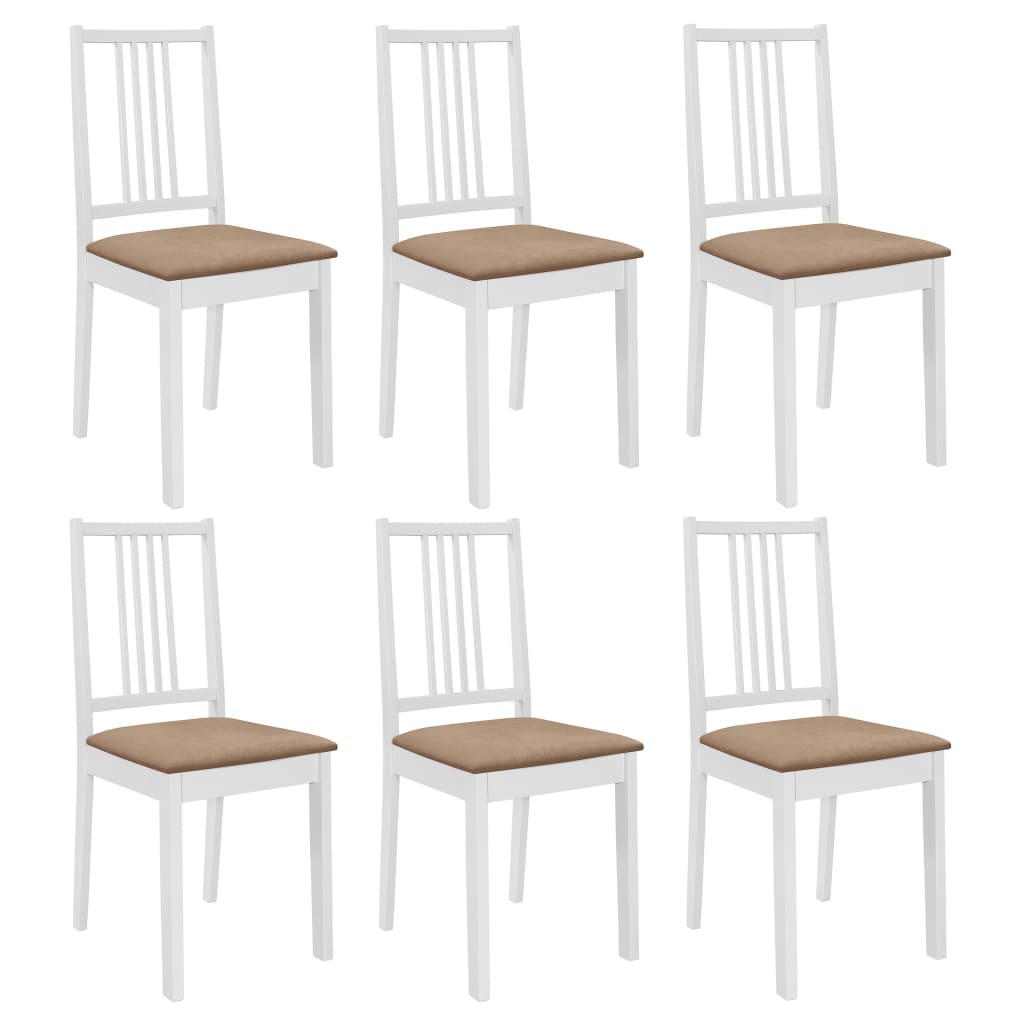 Sillas De Comedor Con Cojines 4 Unidades Madera Maciza Blanca