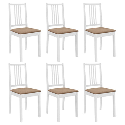 Sillas De Comedor Con Cojines 4 Unidades Madera Maciza Blanca
