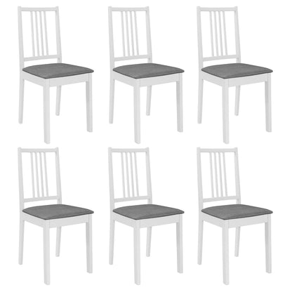 Sillas De Comedor Con Cojines 4 Unidades Madera Maciza Blanca
