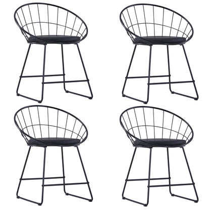 Sillas De Comedor Asientos De Cuero Sintético 2 Uds Acero Negro