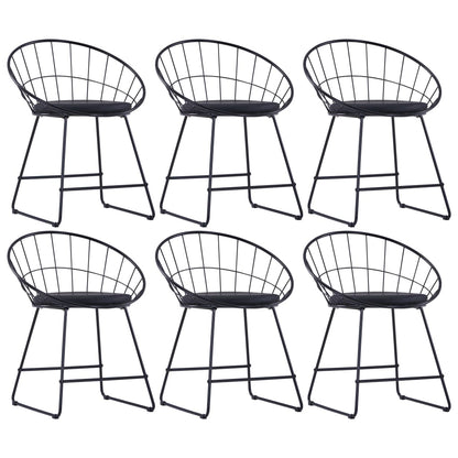Sillas De Comedor Asientos De Cuero Sintético 2 Uds Acero Negro
