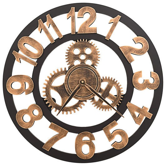 Reloj De Pared De Metal Dorado Y Negro 58 Cm