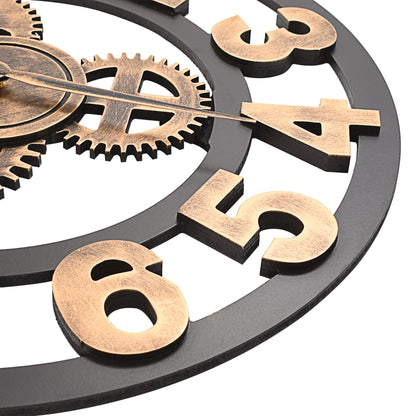 Reloj De Pared De Metal Dorado Y Negro 58 Cm