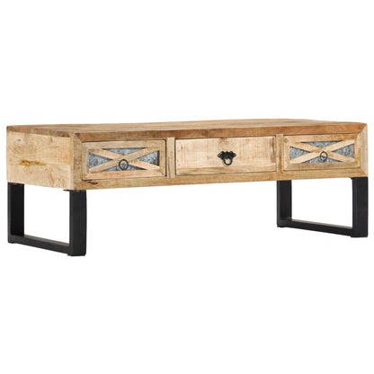 Mesa De Centro De Madera Maciza De Mango 110X50X38 Cm