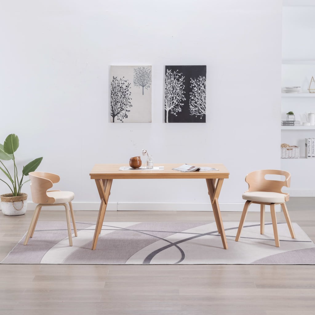 Sillas De Comedor 6 Unidades Madera Y Cuero Sintético Negro