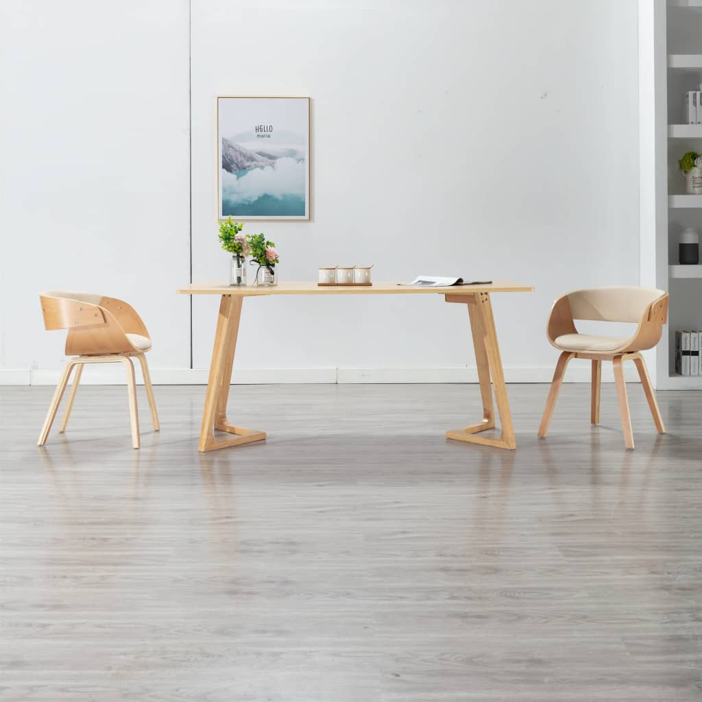 Sillas De Comedor 4 Uds Madera Curvada Cuero Sintético Negro