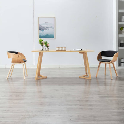 Sillas De Comedor 4 Uds Madera Curvada Cuero Sintético Negro