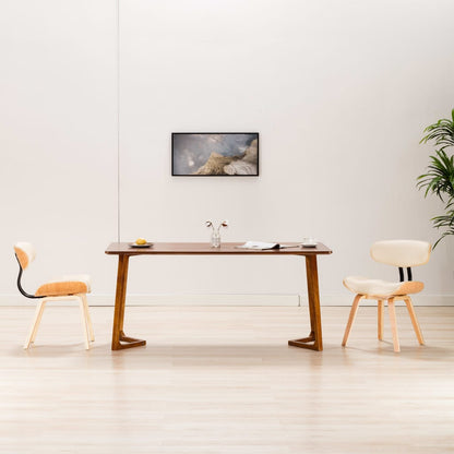 Sillas De Comedor 4 Uds Madera Curvada Y Cuero Sintético Crema