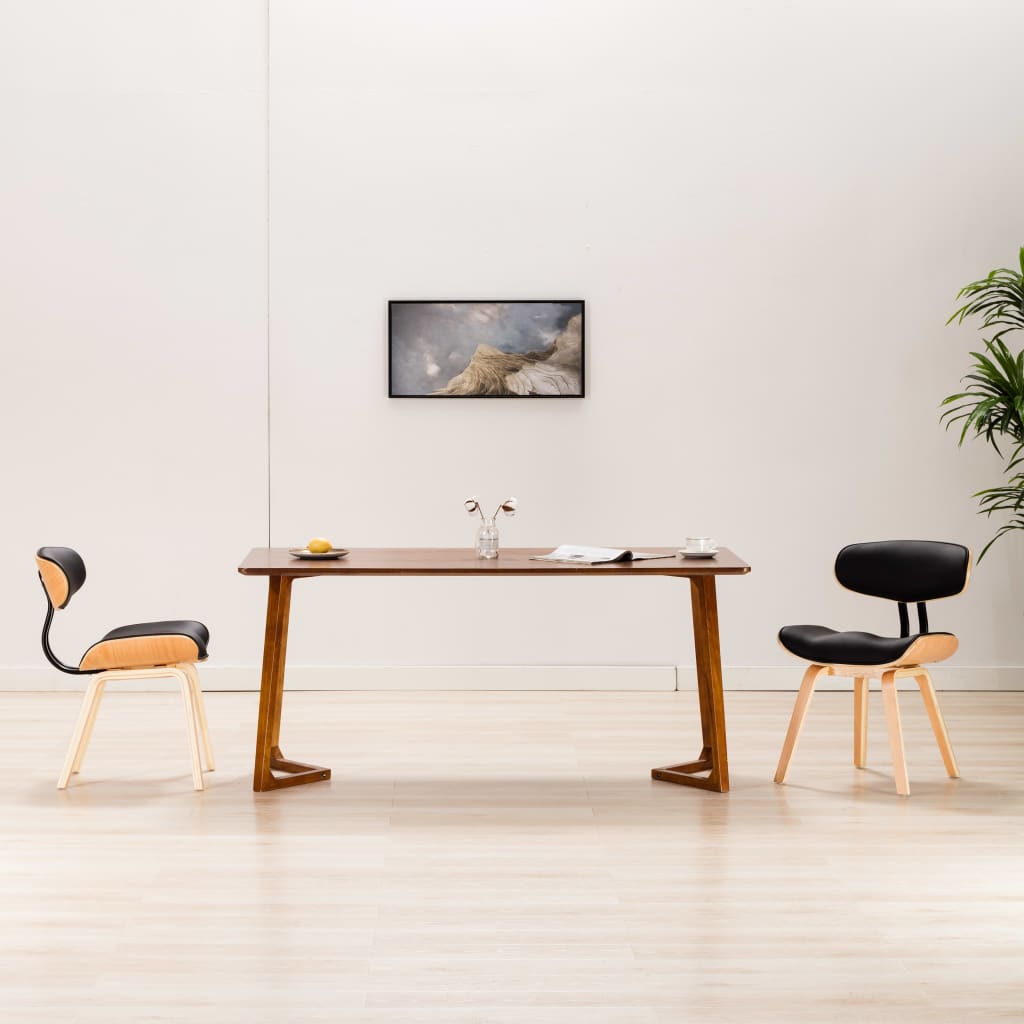 Sillas De Comedor 4 Uds Madera Curvada Y Cuero Sintético Crema