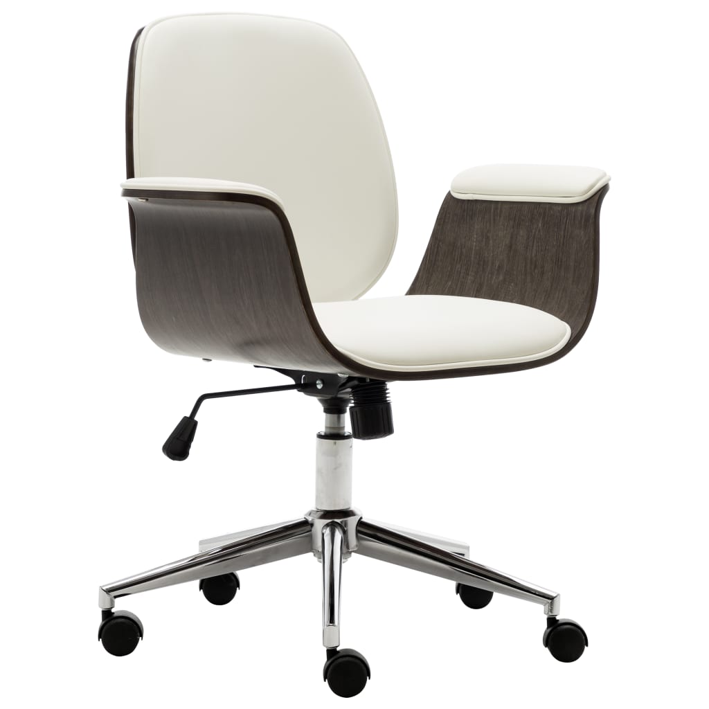 Sillón Giratorio De Madera Curvada Y Cuero Sintético