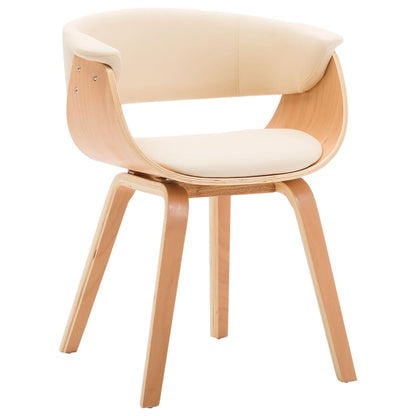Sillas De Comedor 6 Uds Madera Curvada Y Cuero Sintético Crema