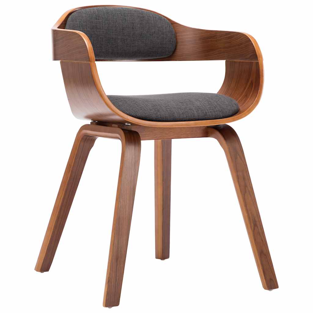 Silla De Comedor De Madera Curvada Y Tela Gris