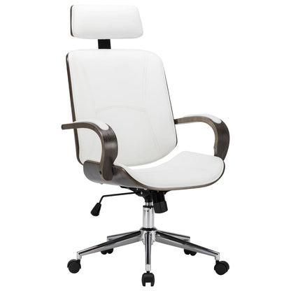 Silla De Oficina Giratoria Madera Curvada Y Cuero Artificial