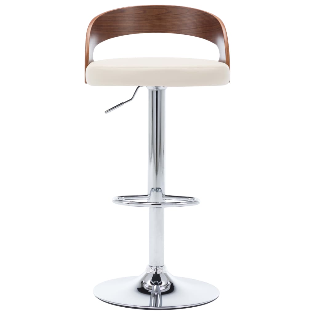 Taburetes De Cocina 2 Uds Cuero Sintético Madera Curvada Crema