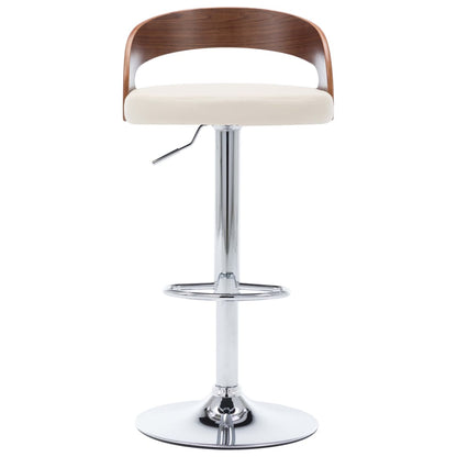 Taburetes De Cocina 2 Uds Cuero Sintético Madera Curvada Crema