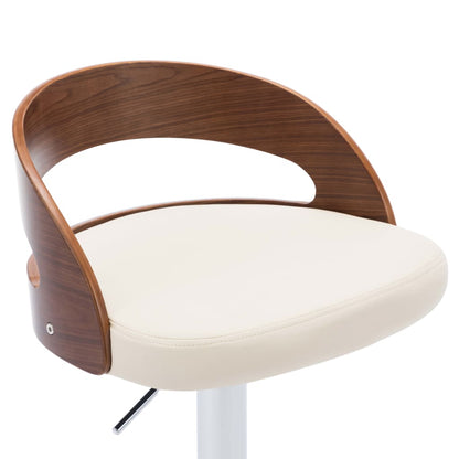 Taburetes De Cocina 2 Uds Cuero Sintético Madera Curvada Crema