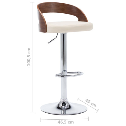 Taburetes De Cocina 2 Uds Cuero Sintético Madera Curvada Crema