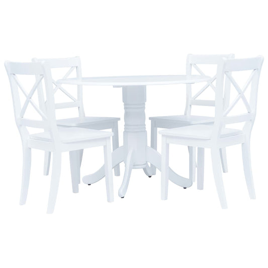 Conjunto De Comedor 5 Piezas Madera Maciza De Caucho