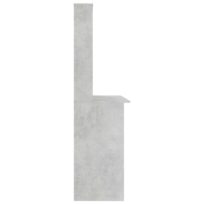 Escritorio Con Estantes Contrachapada Hormigón 110X45X157Cm