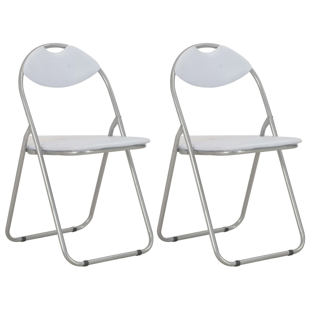 Sillas Plegables, 2 Unidades, Piel Sintética Blanca