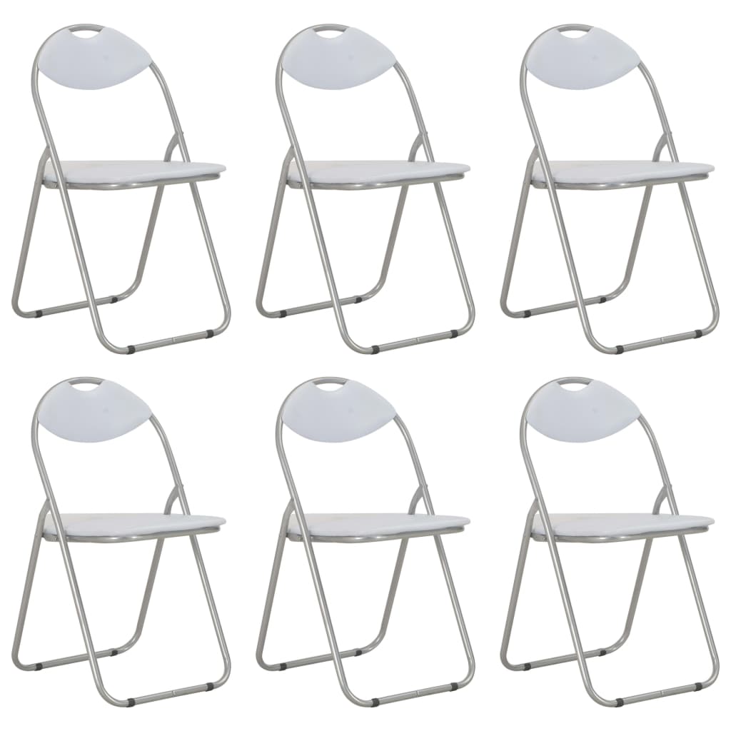 Sillas Plegables, 6 Unidades, Piel Sintética Blanca.