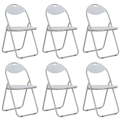 Sillas Plegables, 6 Unidades, Piel Sintética Blanca.