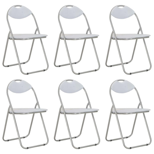 Sillas Plegables, 6 Unidades, Piel Sintética Blanca.