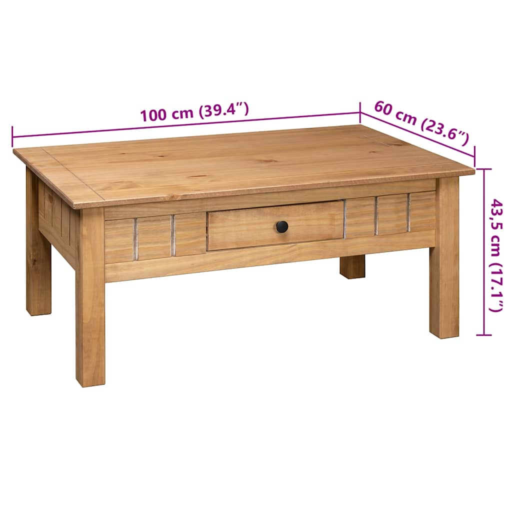 Mesa De Centro Madera Maciza De Pino Estilo Panamá 100X60X43,5 Cm