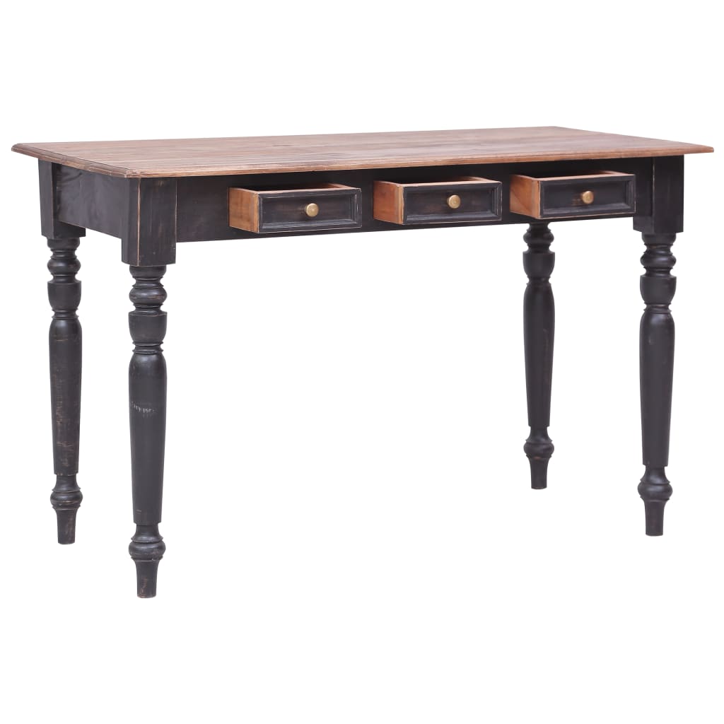 Escritorio Con 3 Cajones Madera Maciza De Caoba 117X57X75 Cm