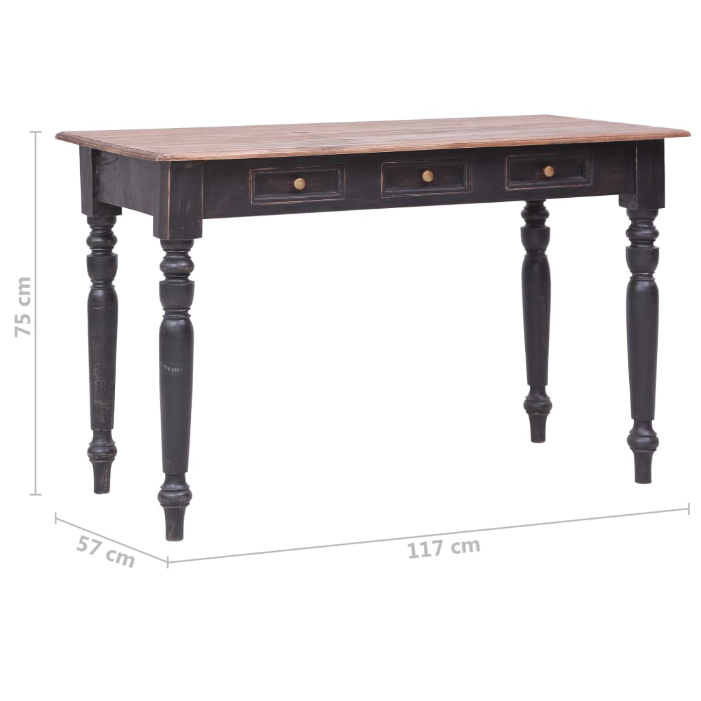 Escritorio Con 3 Cajones Madera Maciza De Caoba 117X57X75 Cm
